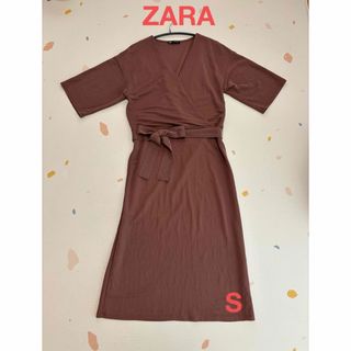 ザラ(ZARA)のZARAウエストリボンワンピースSサイズ(ロングワンピース/マキシワンピース)