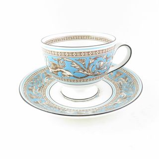 ウェッジウッド(WEDGWOOD)の美品 WEDGWOOD ウェッジウッド フロレンティーンターコイズ ティーカップ＆ソーサー 1客 リー SU5638T (グラス/カップ)