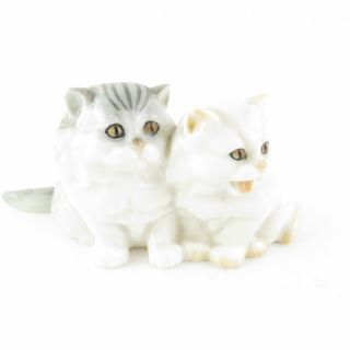 美品 HUTSCHENREUTHER フッチェンロイター ペルシャネコ 小さな2匹の猫 フィギュリン 1点 置物 陶器人形 グレー ホワイト ドイツ SU5659T (置物)