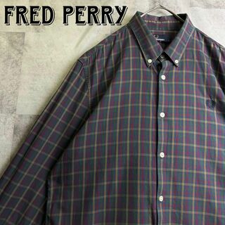 フレッドペリー(FRED PERRY)の美品 フレッドペリー BDシャツ ブリティッシュチェック ダークグリーン L(シャツ)