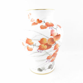 美品 OKURA 大倉陶園 花瓶 1点 フラワーベース H15 葉 花びん 花器 花入 SU5720U (花瓶)