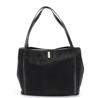 ペレボルサ(PELLE BORSA)の美品 PELLE BORSA ペレボルサ レザー ナイロン トート バッグ フェイクファー 肩掛け ショルダー ハンド A4 レディース EHM X11-6(トートバッグ)