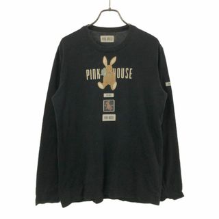 ピンクハウス(PINK HOUSE)のピンクハウス 日本製 長袖 Tシャツ L ブラック PINK HOUSE ロンT レディース 古着 【240422】 メール便可(Tシャツ(長袖/七分))