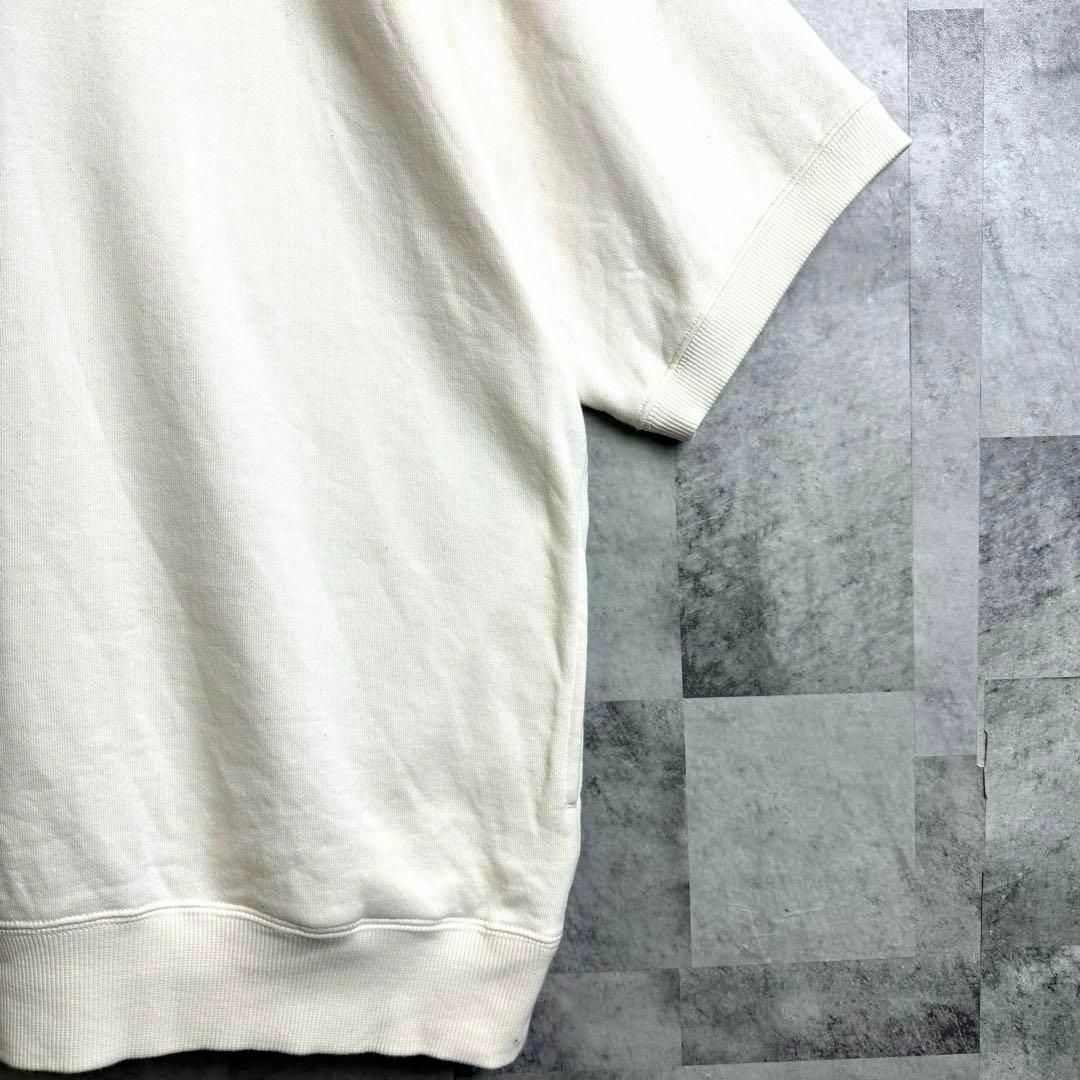 HUF(ハフ)の希少 ハフ ハーフジップスウェット 半袖 刺繍センターロゴ ホワイト L メンズのトップス(スウェット)の商品写真