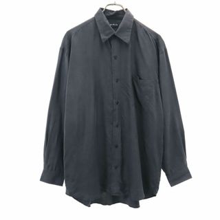 ユニクロ(UNIQLO)のユニクロ シルク 長袖 シャツ L チャコールグレー UNIQLO メンズ 古着 【240422】 メール便可(シャツ)