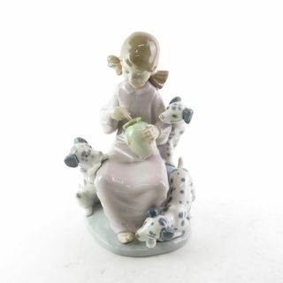 美品 LLADRO リヤドロ 1248 ハチミツが大好き はちみつ 蜂蜜 Honey Lickers フィギュリン 1点 陶磁器 ハニー 女の子 犬 置物 人形 西洋 オブジェ SU5743X (置物)