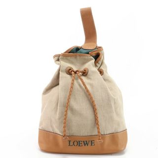 ロエベ(LOEWE)のヴィンテージ ロエベ レザー キャンバス ショルダーバッグ 肩掛け トート ハンド 巾着 レディース EHM X7-3(ショルダーバッグ)