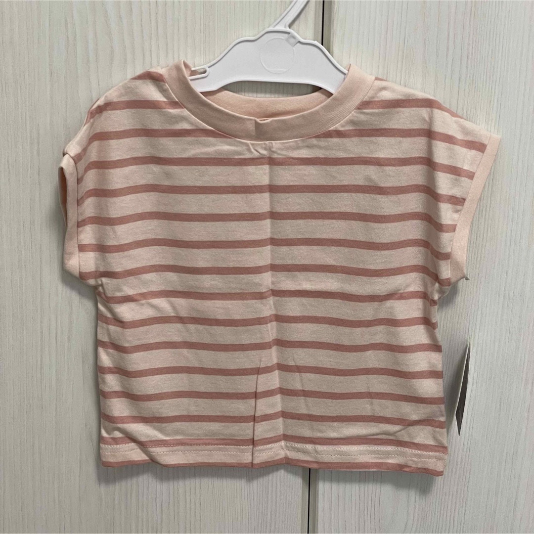 新品未使用　ピンクボーダーtシャツ　80 キッズ/ベビー/マタニティのベビー服(~85cm)(Ｔシャツ)の商品写真
