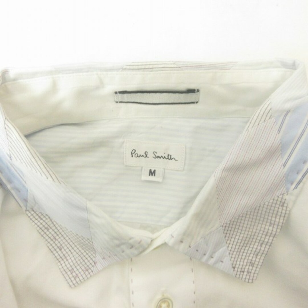 Paul Smith(ポールスミス)のポールスミス PS パッチワーク シャツ ボーダー ビジネス フォーマル Ⅿ 白 メンズのトップス(シャツ)の商品写真