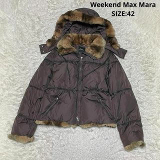 ウィークエンドマックスマーラ(Weekend Max Mara)のウィークエンドマックスマーラ レザー装飾 ファー付き 中綿ジャケット サイズ42(ダウンジャケット)