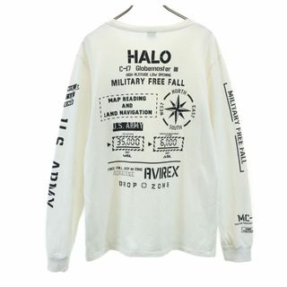 アヴィレックス(AVIREX)のアヴィレックス バックプリント 長袖 Tシャツ XL ホワイト系 AVIREX メンズ 古着 【240422】(Tシャツ/カットソー(七分/長袖))