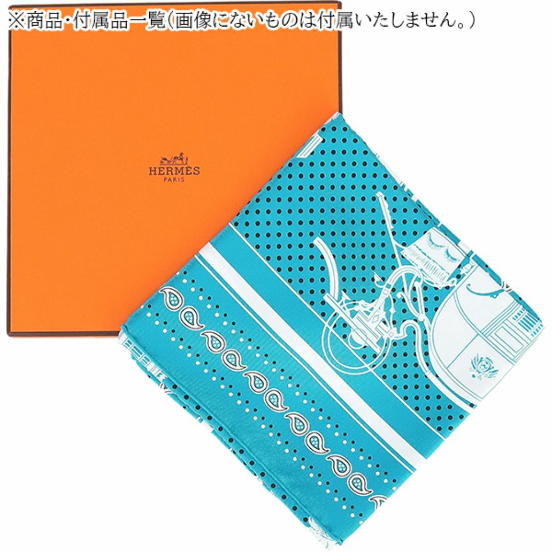 Hermes(エルメス)のエルメス シルクバンダナ カレ55 エクスリブリス Ex-Libris シルク ターコイズ ブルー系 白 黒 スカーフ バンダナ ストール 未使用  4124 レディースのファッション小物(バンダナ/スカーフ)の商品写真