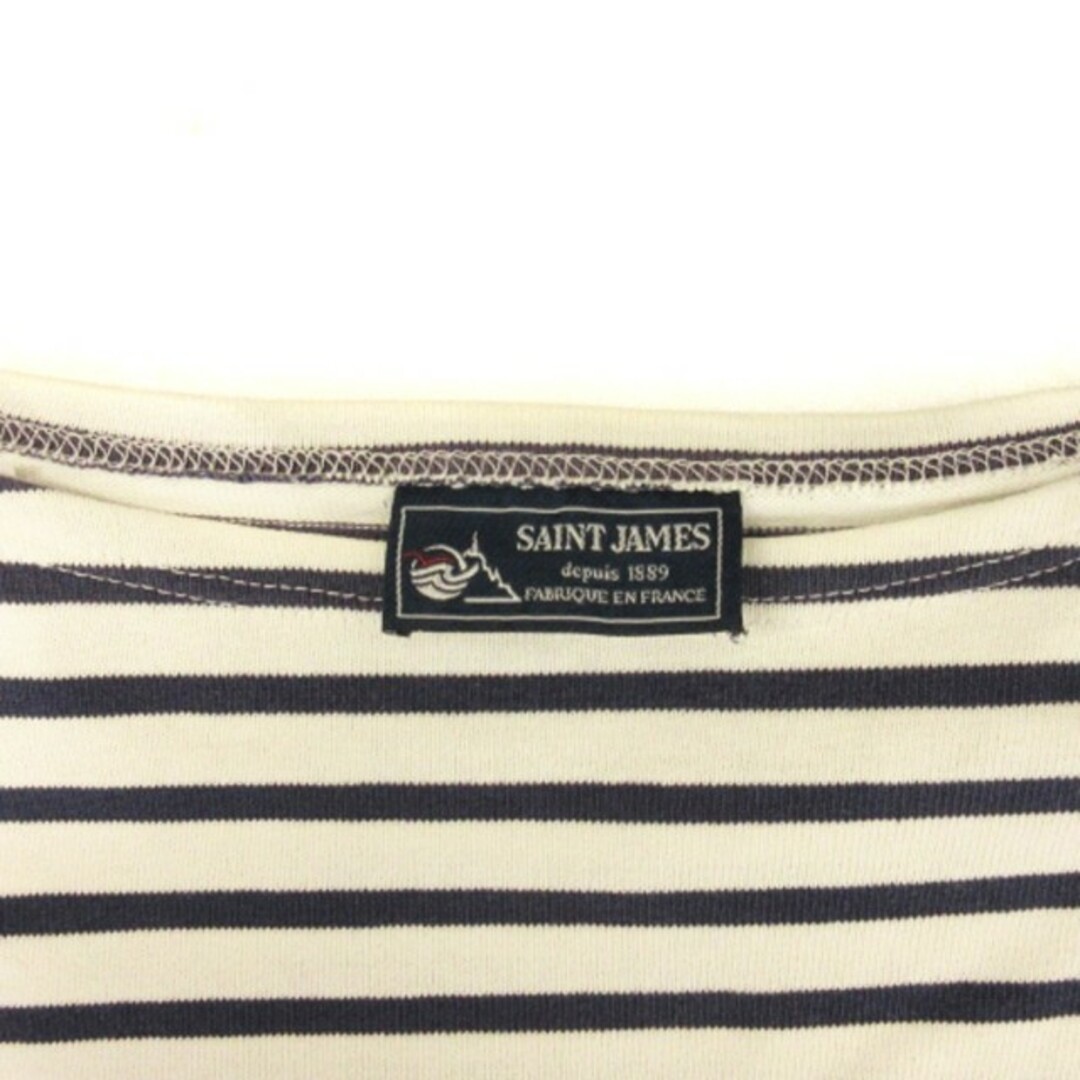 SAINT JAMES(セントジェームス)のセントジェームス Tシャツ カットソー 長袖 ボーダー パープル ホワイト 38 メンズのトップス(Tシャツ/カットソー(七分/長袖))の商品写真