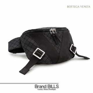 ボッテガヴェネタ(Bottega Veneta)の未使用品 ボッテガ ヴェネタ イントレチャート ボディバッグ ニューラバーシリーズ 652551 ブラック シルバー金具(ボディーバッグ)