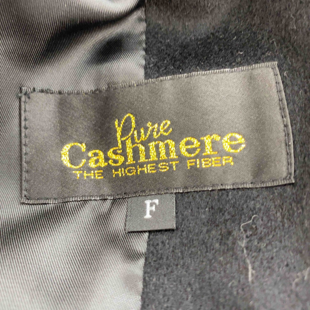 Pure Cashmere レディース ファー コート 黒 カシミヤ レディースのジャケット/アウター(ロングコート)の商品写真