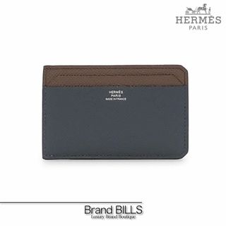 エルメス(Hermes)の新品 エルメス シティ 4cc カードケース パスケース ヴォー・エプソン グレー系 ブラウン系 バイカラー Y刻印 ユニセックス(名刺入れ/定期入れ)