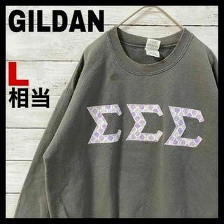 b59 US古着　GILDAN　スウェット　トレーナー　ロゴ刺繍　L相当(トレーナー/スウェット)