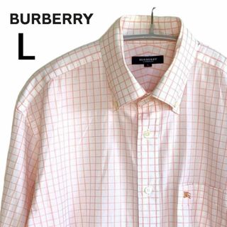 バーバリー(BURBERRY)のバーバリー ボタンダウンシャツ オレンジ チェック L(シャツ)