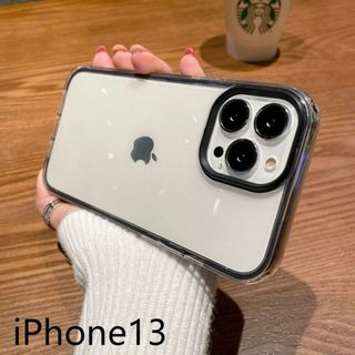 iphone13ケース　ブラック　黒 耐衝撃756(iPhoneケース)