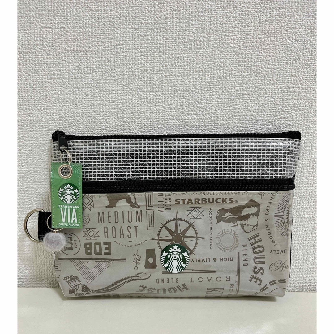 Starbucks(スターバックス)のスターバックスギフト袋リメイク　ダブルファスナーポーチ　再販なし　最後の1点 レディースのファッション小物(ポーチ)の商品写真