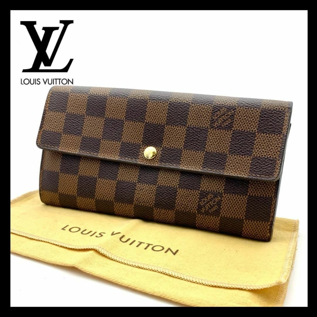 LOUIS VUITTON(ルイヴィトン)の【極美品】ルイヴィトン ダミエ　ポルトフォイユ サラ 長財布　ブラウン レディースのファッション小物(財布)の商品写真