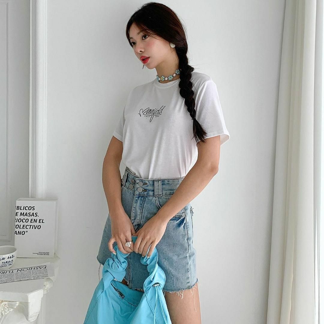 マニーT 半袖 デイリーレタリング ホームウェア パジャマ シンプル 韓国 レディースのトップス(Tシャツ(半袖/袖なし))の商品写真