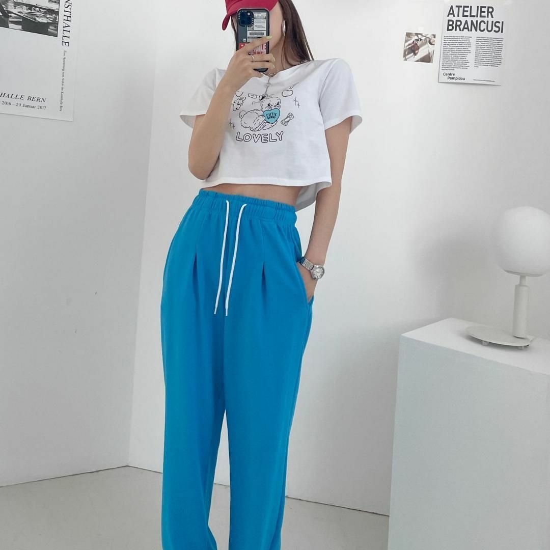 ハートウサギクロップティ ルーズ フィット 半袖 デイリー 白 韓国 オルチャン レディースのトップス(Tシャツ(半袖/袖なし))の商品写真