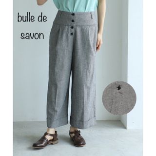 ビュルデサボン(bulle de savon)のビュルデサボン　キャンバス　太ヨークパンツ　千鳥柄　グレー(カジュアルパンツ)