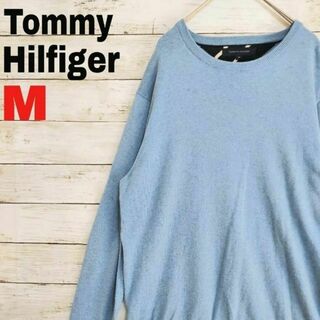 トミーヒルフィガー(TOMMY HILFIGER)のw96 US古着 カシミヤ混 トミーヒルフィガー ニットセーター 刺繍ロゴ(ニット/セーター)
