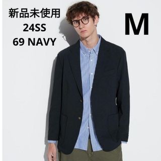 ユニクロ(UNIQLO)の新品未使用 ユニクロ 24SS 感動ブレザー ネイビー Mサイズ(テーラードジャケット)