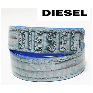 ディーゼル(DIESEL)の《ディーゼル》新品 イタリア製 ダメージデニム柄 レザーベルト (94cmまで)(ベルト)