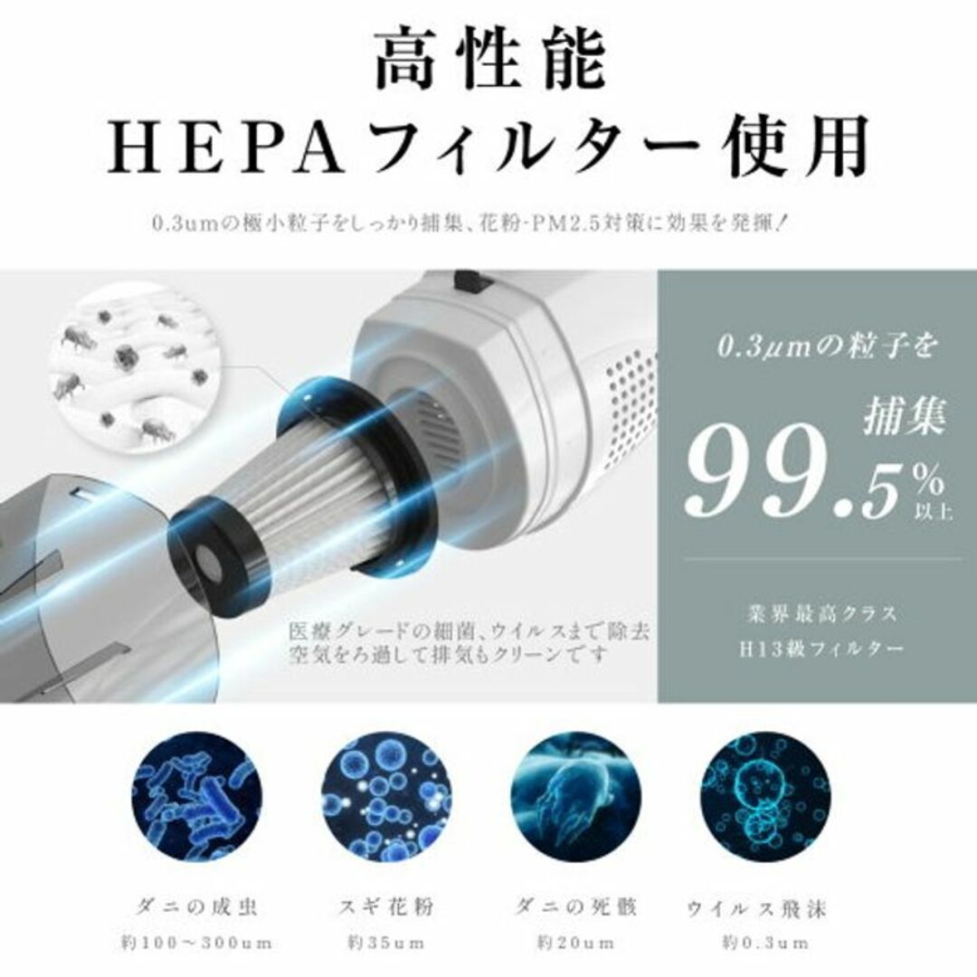 ★2WAY★ ハンディ掃除機 パワフル サイクロン 強力吸引 白 他カラー有 スマホ/家電/カメラの生活家電(掃除機)の商品写真