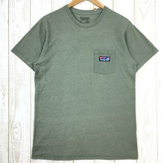 MENs M パタゴニア ボードショーツ ラベル コットンポリ ポケット Tシャツ Board Short Label Cotton/Poly Pocket T-Shirt 生産終了モデル 入手困難 PATAGONIA 39053 グリーン系