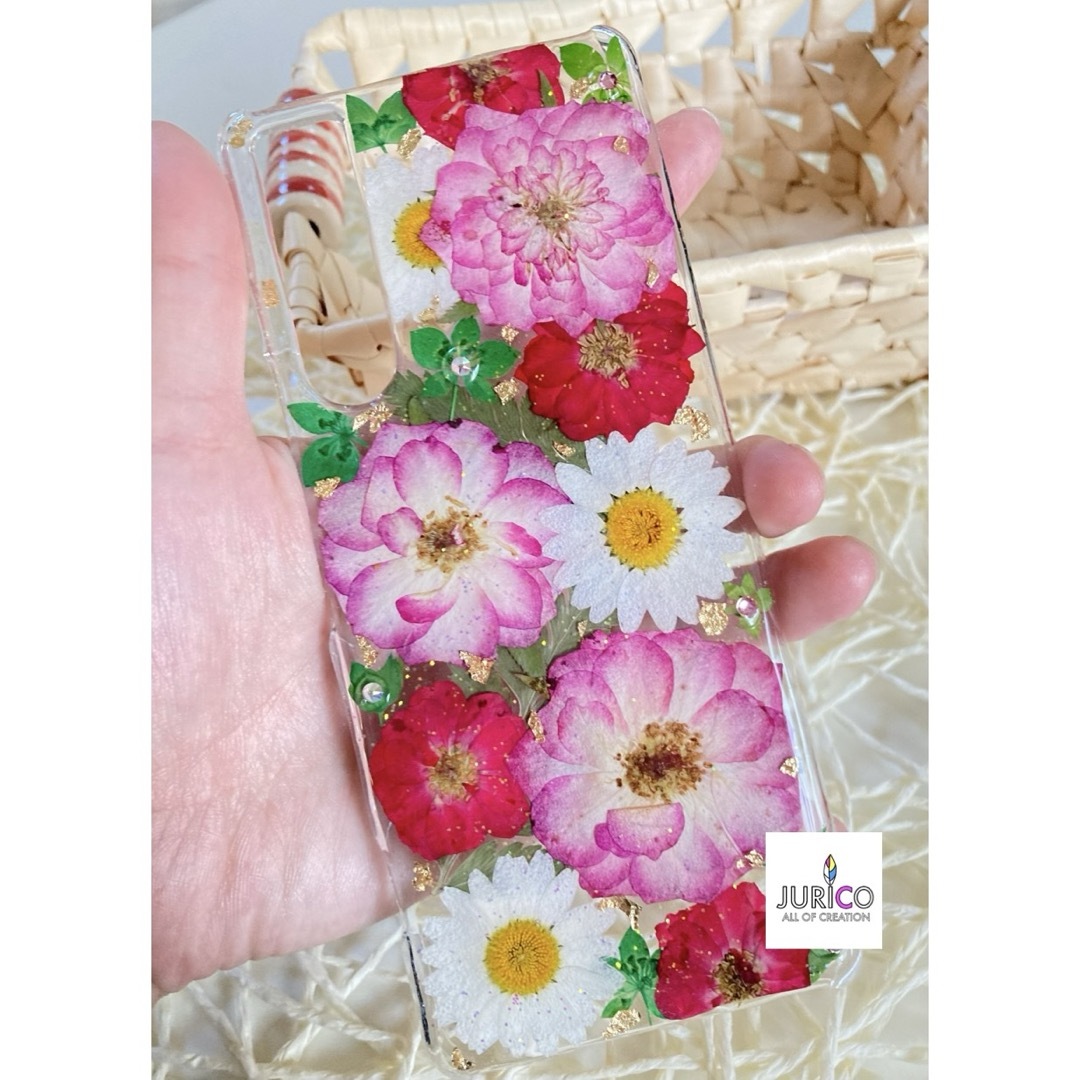 押し花スマホケース スマホ/家電/カメラのスマホアクセサリー(モバイルケース/カバー)の商品写真