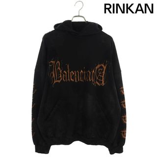 バレンシアガ(Balenciaga)のバレンシアガ  23AW  739024 TOVD8 ロゴプリントクラッシュ加工パーカー メンズ 2(パーカー)