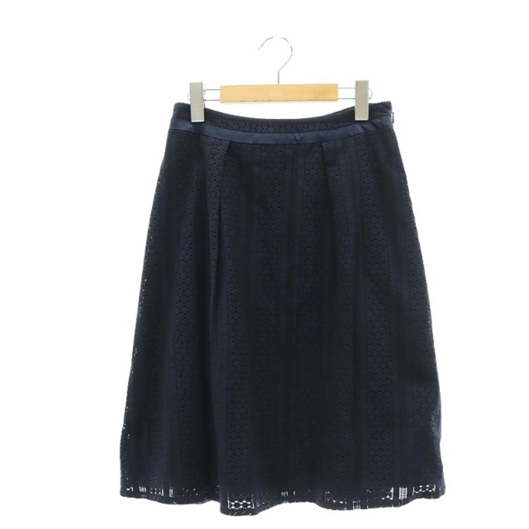 ReFLEcT(リフレクト)のリフレクト Reflect レーススカート フレア ひざ丈 9 M 紺 ネイビー レディースのスカート(ひざ丈スカート)の商品写真