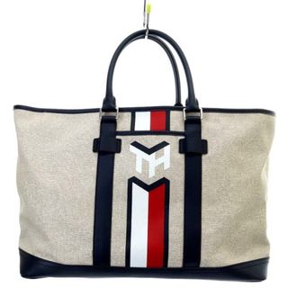 TOMMY HILFIGER - トミーヒルフィガー トートバッグ ハンドバッグ キャンバス ライトグレー 紺