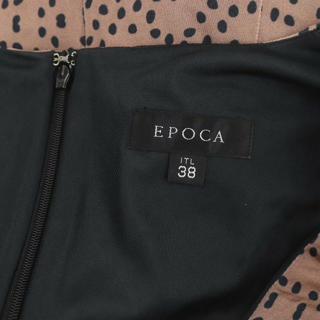 EPOCA(エポカ)のエポカ カシュクールワンピース ひざ丈  Vネック 七分袖 38 S 茶 黒 レディースのワンピース(ひざ丈ワンピース)の商品写真