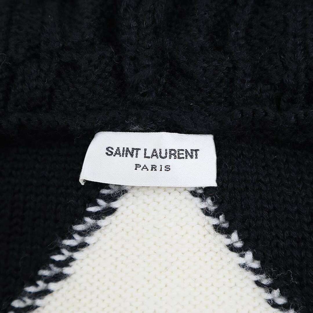 Saint Laurent(サンローラン)のSAINT LAURENT PARIS サンローラン パリ 19SS ボタンレスフーデッドケーブルニットカーディガン 587043 ブラック アイボリー M メンズのトップス(カーディガン)の商品写真