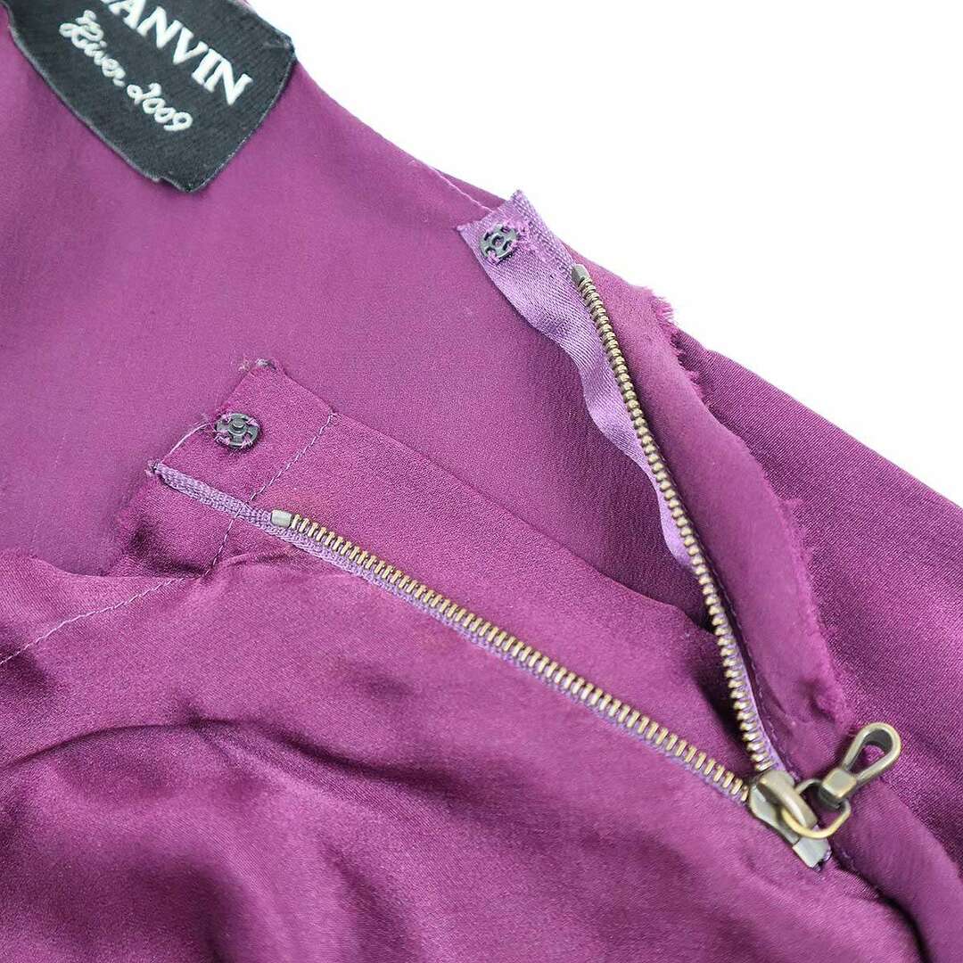 LANVIN(ランバン)のLANVIN ランバン 2009AW アシンメトリーシルクドレスワンピース  パープル 34 レディースのワンピース(ロングワンピース/マキシワンピース)の商品写真