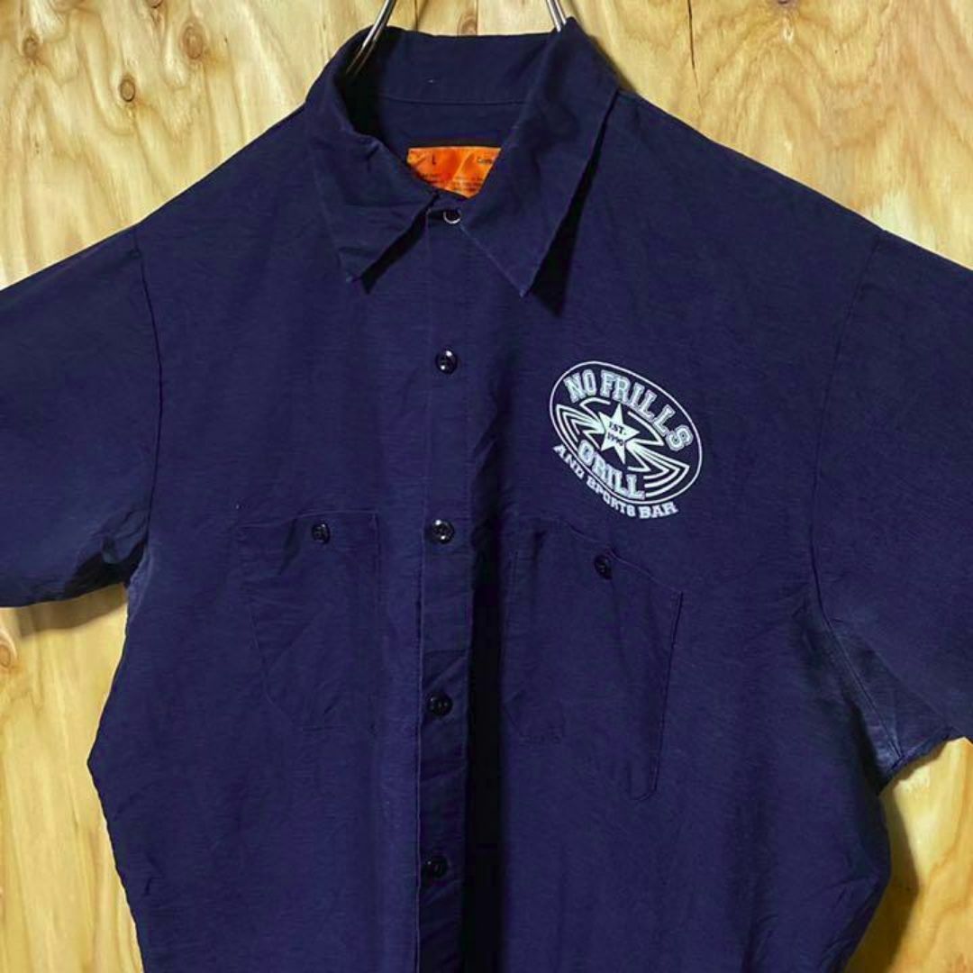 紺 USA古着 90s ネイビー 半袖 ワークシャツ メンズ アメカジ メンズのトップス(シャツ)の商品写真