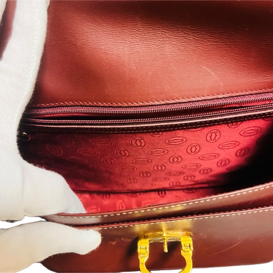 CARTIER カルティエ マストライン レザー ショルダーバッグ ボルドG金具 CARTIER カルティエ マストライン レザー ショルダーバッグ ボルドG金具