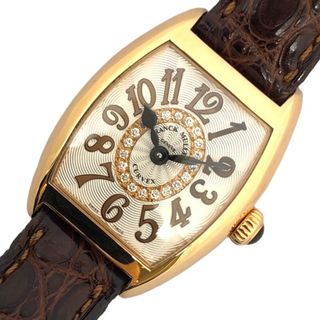 FRANCK MULLER - 　フランク・ミュラー FRANCK MULLER トノウカーベックス インターミディエ レリーフ 2252QZRELCD1R ホワイト K18PG/革ベルト クオーツ レディース 腕時計