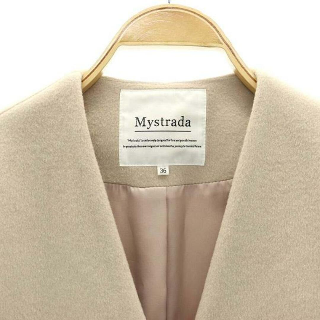 Mystrada - マイストラーダ ストール付 ノーカラーコート ロング Mystrada - マイストラーダ ストール付 ノーカラーコート ロング