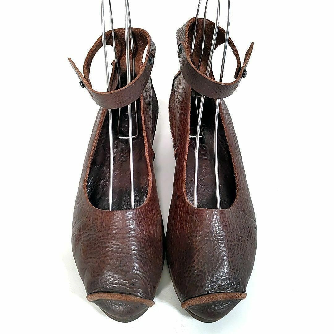 trippen(トリッペン)のtrippe◎本革 パンプス(23.5)シボ革 ウエッジソール ストラップ 希少 レディースの靴/シューズ(ハイヒール/パンプス)の商品写真
