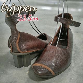 トリッペン(trippen)のtrippe◎本革 パンプス(23.5)シボ革 ウエッジソール ストラップ 希少(ハイヒール/パンプス)