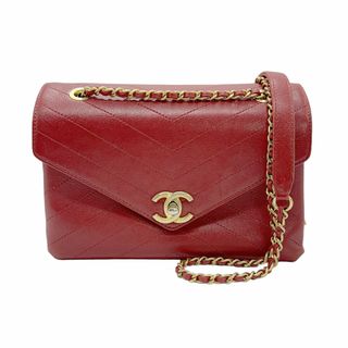 シャネル(CHANEL)のシャネル CHANEL ショルダーバッグ Vステッチ レザー レッド レディース 送料無料【中古】 z0579(ショルダーバッグ)