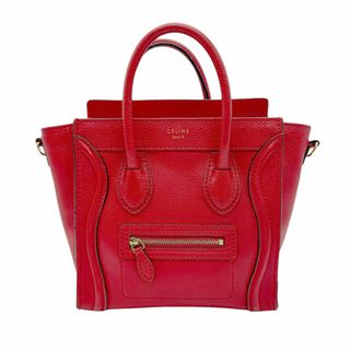 セリーヌ(celine)のセリーヌ CELINE ハンドバッグ 斜め掛けショルダーバッグ ラゲージ ナノショッパー レザー レッド レディース 送料無料【中古】 z0585(ハンドバッグ)