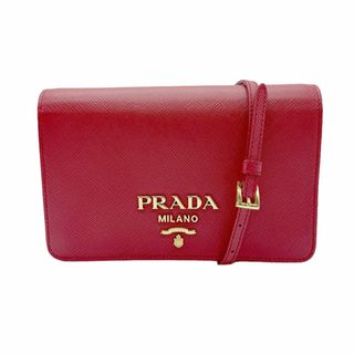 プラダ(PRADA)のプラダ PRADA 斜め掛けショルダーバッグ レザー レッド レディース 1BP019 送料無料【中古】 z0590(ショルダーバッグ)