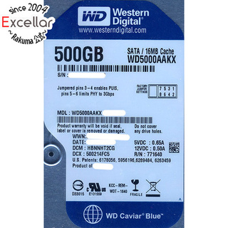 ウェスタンデジタル(Western Digital)のWestern Digital製HDD　WD5000AAKX　500GB SATA600 7200　8000～9000時間以内(PC周辺機器)